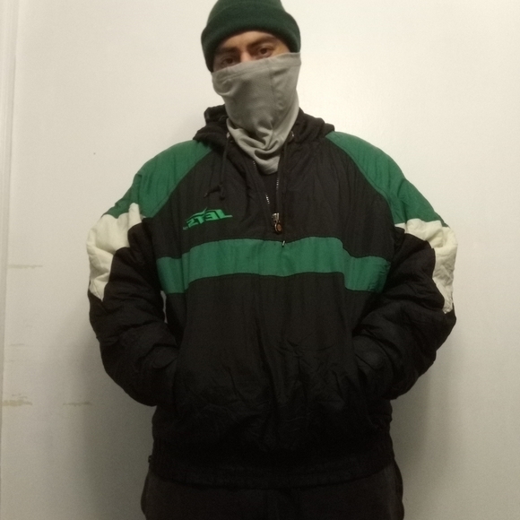 GameDay Other - Stylish Green and Black Men's Puffer Jacket